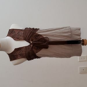 EMMM New York designer tank blouse with beaded sash belt unique embroidery